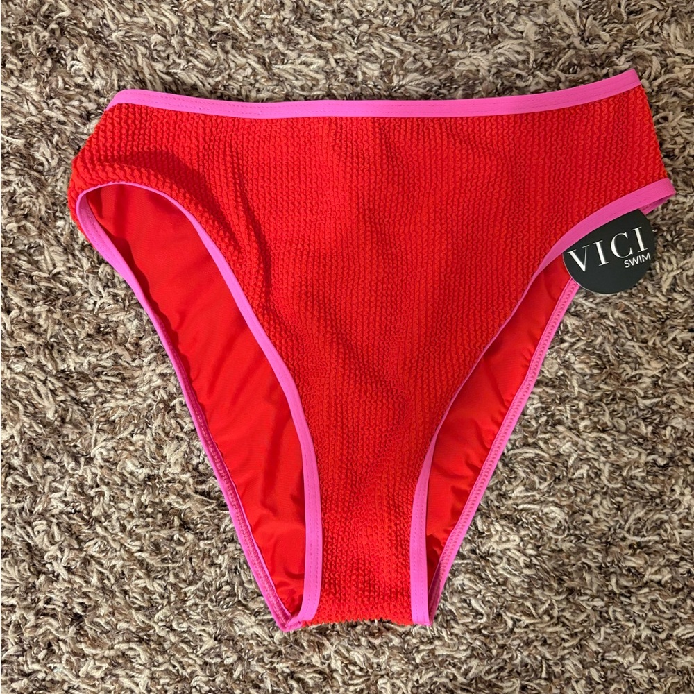 VICI Malibu Scrunch Colorblock High Waisted Bikini Bottom
